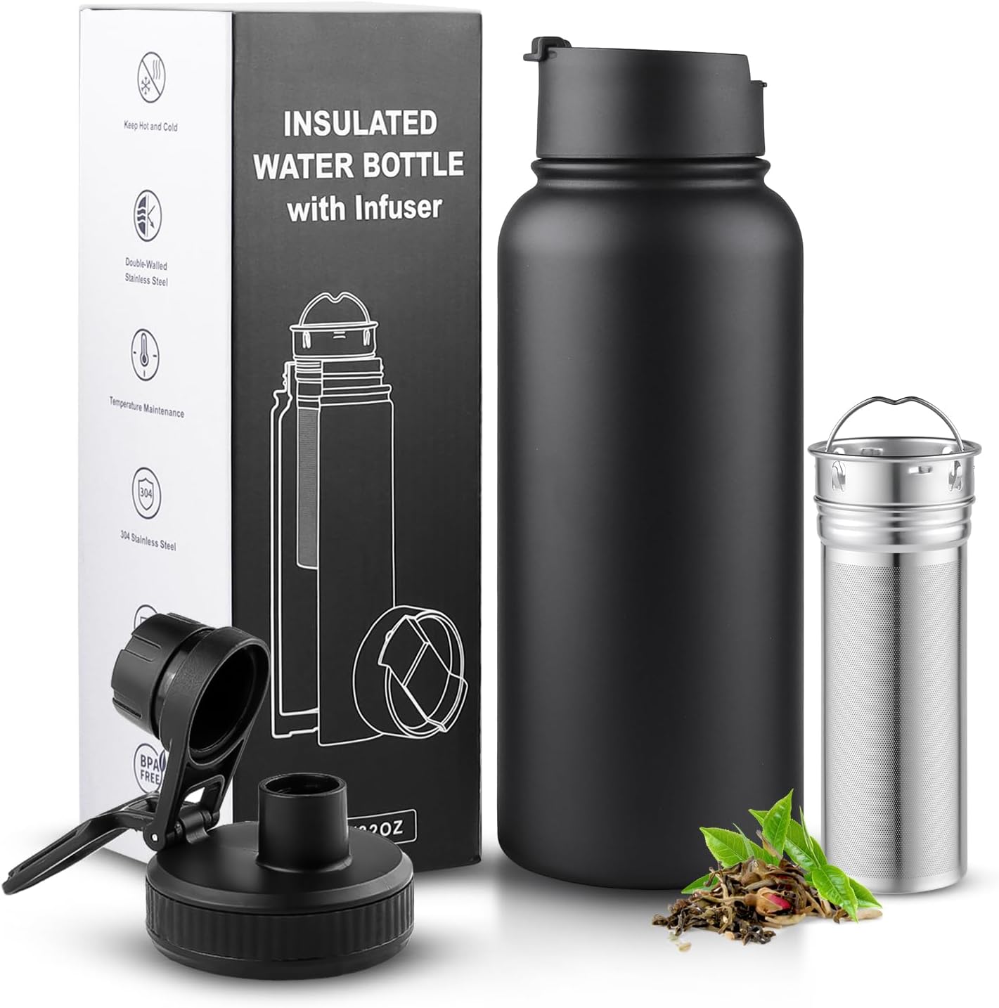 Sivaphe Infuser Travel Mug with Removable loose leaf Tea Strainer Tea Filter Water Bottle 18/8 Stainless Steel Insulated Tumbler for Women Rosegold