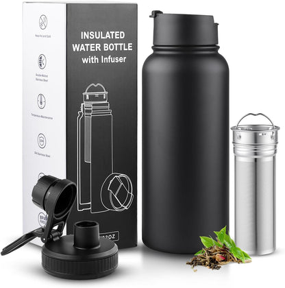 Sivaphe Infuser Travel Mug with Removable loose leaf Tea Strainer Tea Filter Water Bottle 18/8 Stainless Steel Insulated Tumbler for Women Rosegold