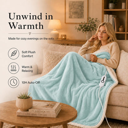Electric Heated Blanket Full Size 72"x84" – Light Gray | ETL for Safe Overnight, 4 Heat Settings & 10H Auto Off, Dual-Sided Microplush Sherpa for Home Night, Machine washable