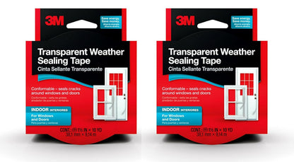 3M Indoor Transparent Weather Sealing Tape, 1.5 in x 30 ft | For Interior Windows and Doors, Moisture Resistant Tape, Helps Reduce Energy Loss, Seals Cracks, Made in the USA