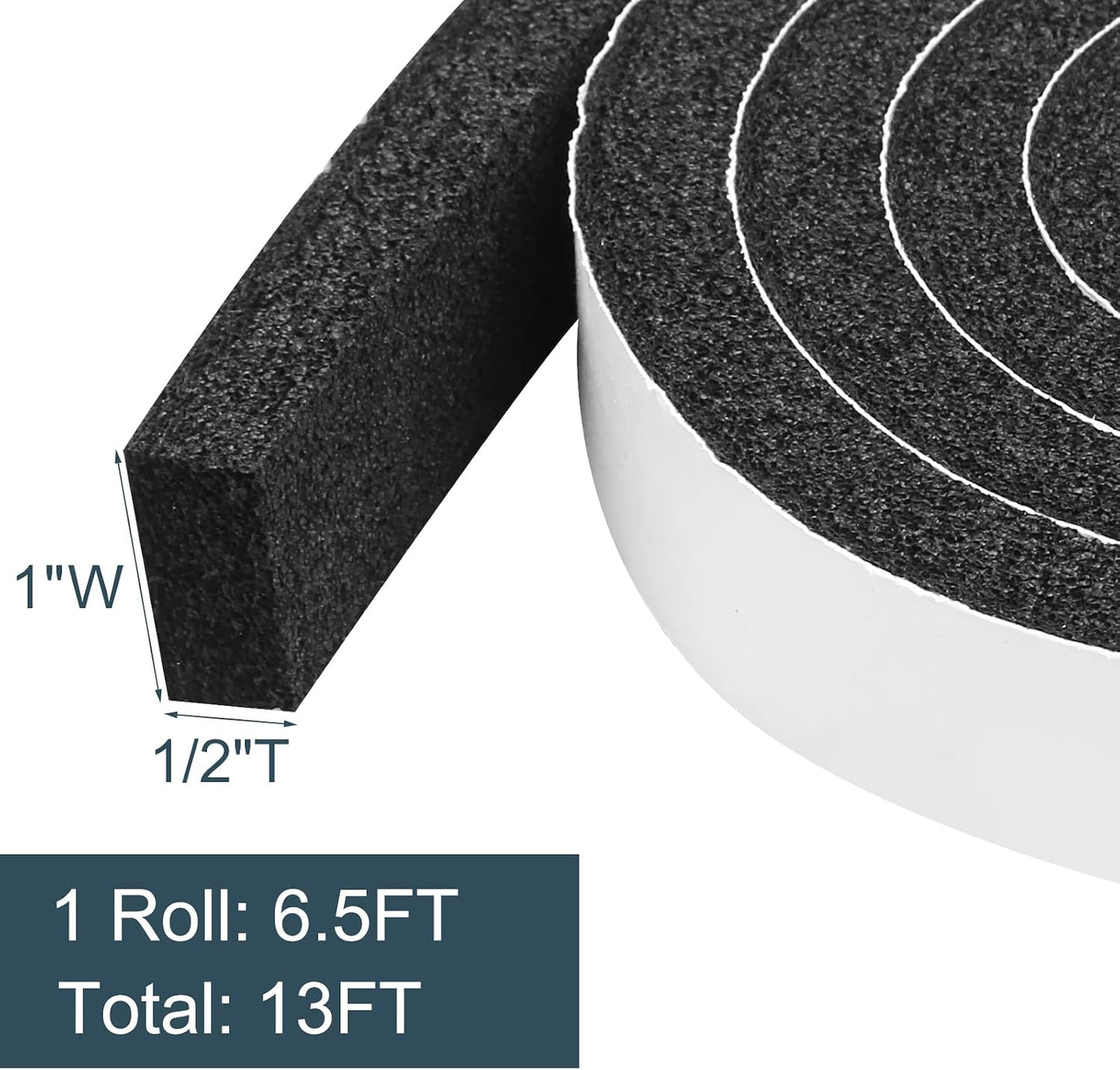 2 Rolls Foam Seal Tape for Door Window Insulation, Soundproof and Shockproof Foam Adhensive Strip, 3/8" Wx3/16 T Single Sided Foam Tape, Cold Air and Draft Closed Cell Seal Strip,Total 32FT