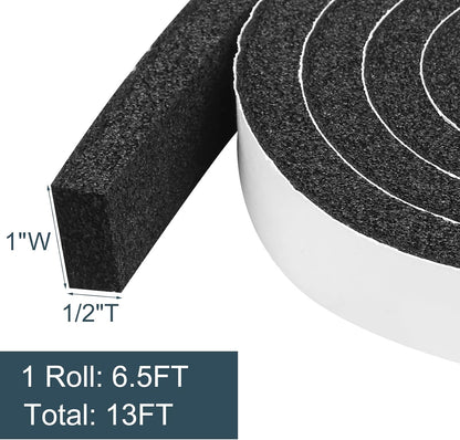2 Rolls Foam Seal Tape for Door Window Insulation, Soundproof and Shockproof Foam Adhensive Strip, 3/8" Wx3/16 T Single Sided Foam Tape, Cold Air and Draft Closed Cell Seal Strip,Total 32FT