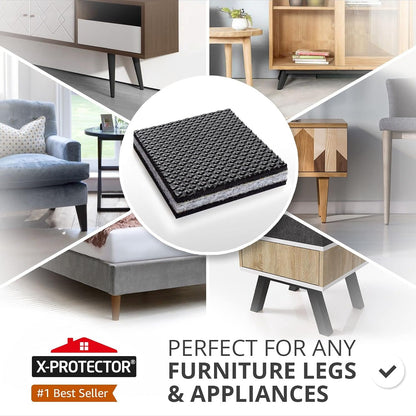 X-PROTECTOR Non Slip Furniture Pads – 12 Premium Furniture Grippers 3"! | Best Self Adhesive Rubber Feet Furniture Feet – Ideal Non Skid Furniture Pad Floor Protectors – Keep Furniture in Place!