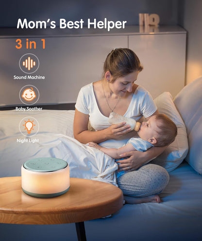FamiSym Rechargeable White Noise Sound Machine Baby with Night Light
