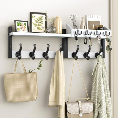 Evermagin 29" Coat Rack Wall Mount with Shelf for Entryway, Rustic Brown | Wall Mounted Coat and Key Rack with Hooks, Key Holder with Mail Organizer for Wall, Living Room, Mudroom, Bedroom