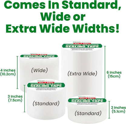 ECOHomes Window Weather Sealing Tape (2 Inch Wide x 90 Ft, Clear) | Weather Stripping Tape, To Stop Drafts Through Window Gaps and AC Units, Insulation Seal for Home and Air Conditioners