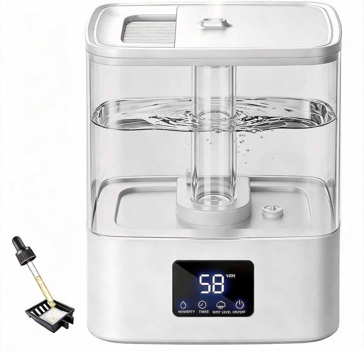 KZF Humidifiers for Bedroom, 4L Cool Mist Humidifier for Large Room, Black