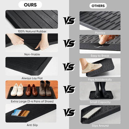 Rubber Boot Tray for Entryway, Multipurpose Boot Mat, Shoe Tray, Shoe Mat for Indoor and Outdoor, 16x27.5, Black