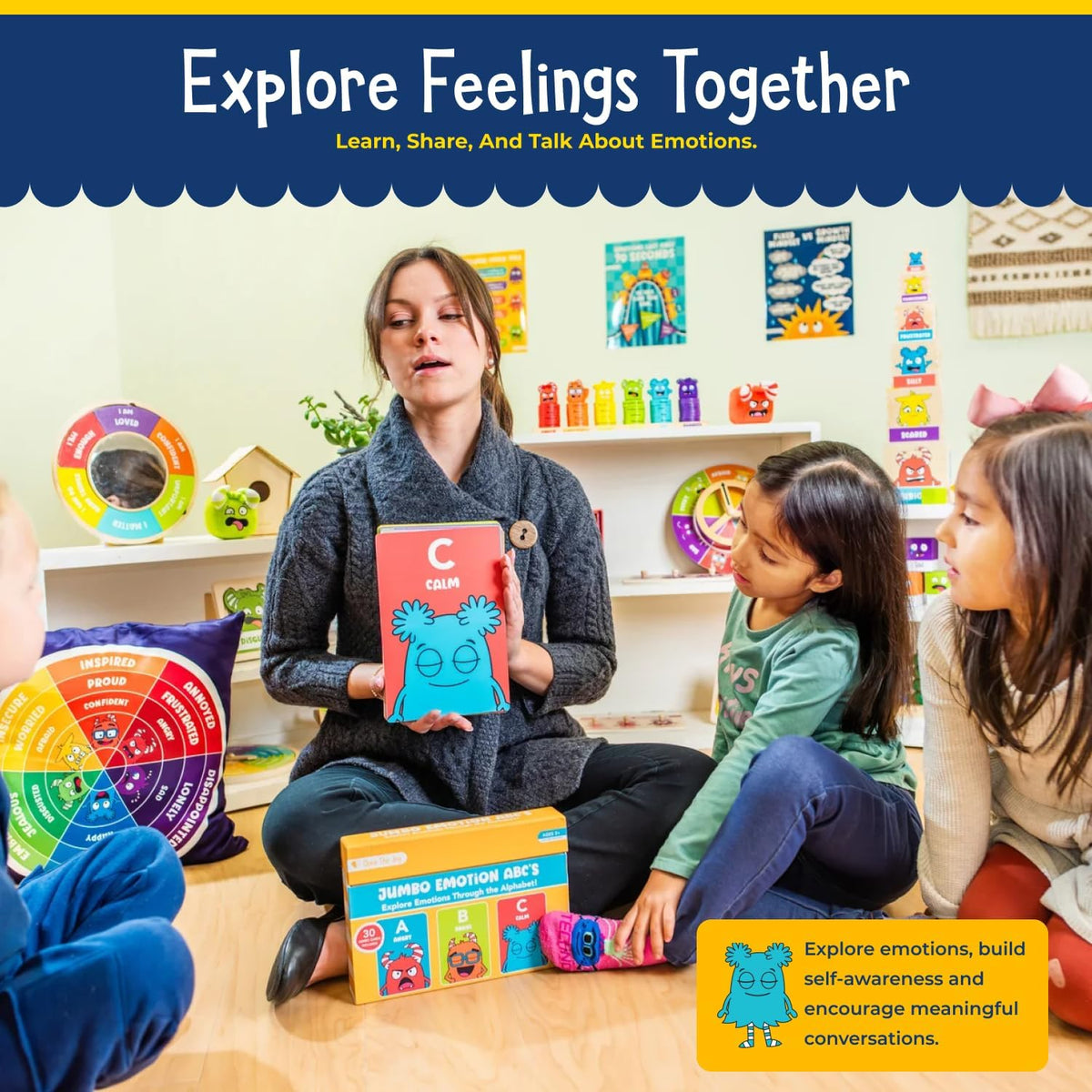 Open The Joy Jumbo Calming Cards, SEL Mindfulness Cards for Kids 3+