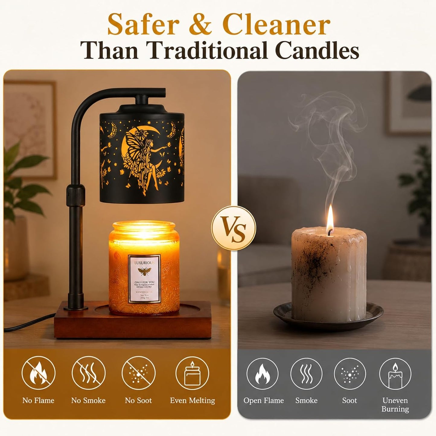 Candle Warmer Lamp Adjustable Height Dimmable for Jar Candles Hummingbird