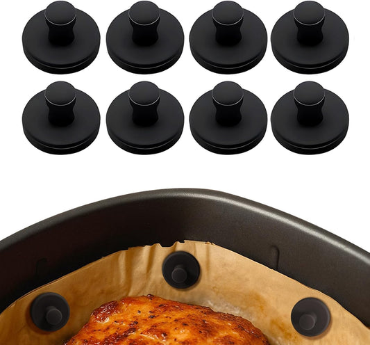 Air Fryer Magnets Silicone Full Enclosed,100% BPA FREE Waterproof Rust-proof & High-Resistant for Air Fryer Paper, Secures Disposable Paper Liner Safely Prevents Burning & Food Covering -8pcs