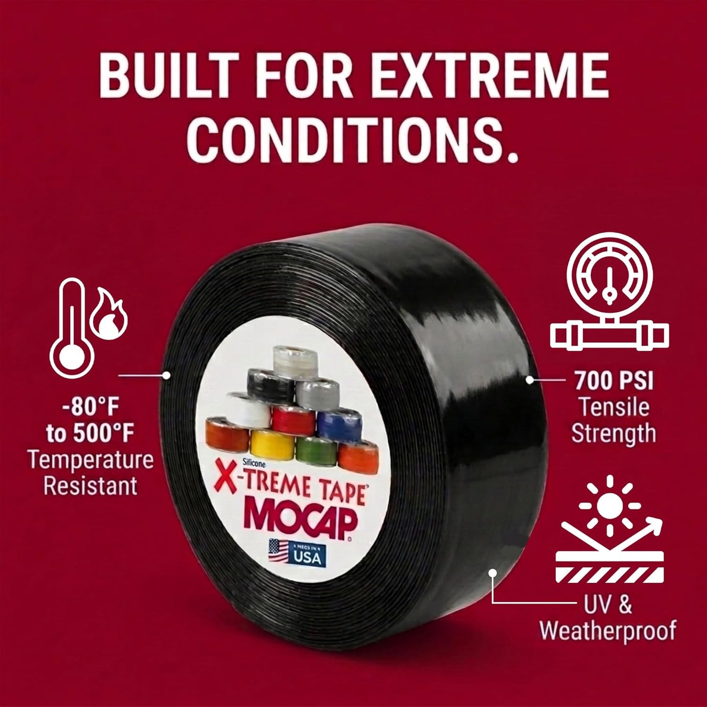X-Treme Tape Self Fusing Silicone Tape - 1" x 10 Ft Roll - White | Heavy Duty Rubber Electrical Tape, Waterproof, For Automotive, Hose, Pipe, Outdoor & Emergency Repairs, Insulating, Flexible