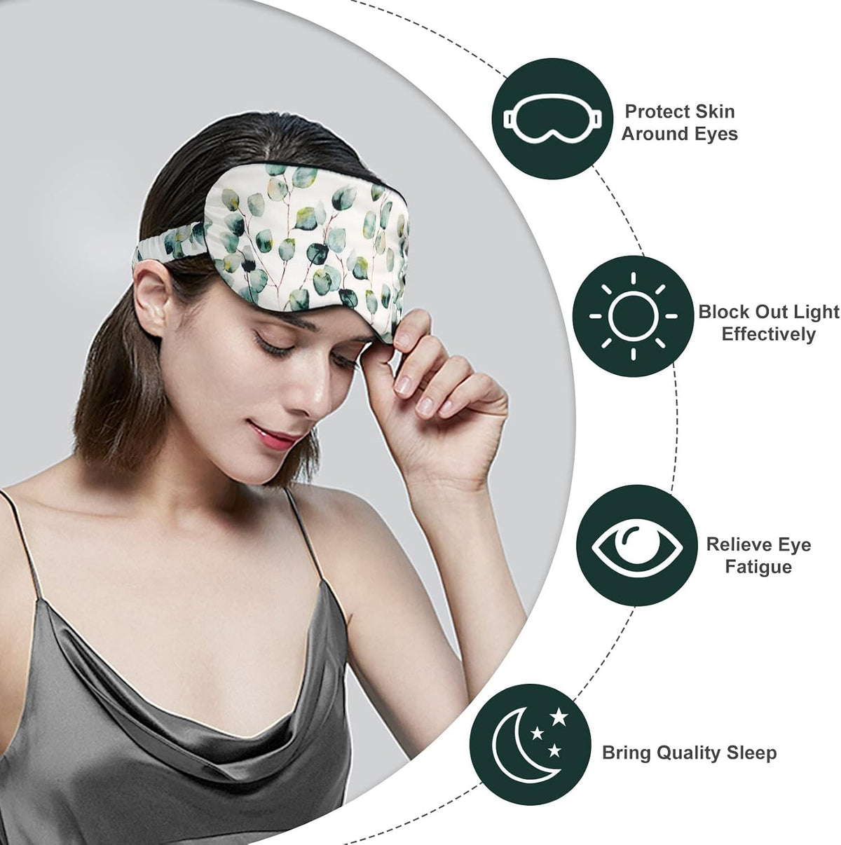 OLESILK 100% Mulberry Silk Sleep Mask for Women - Zero-Pressure Blackout
