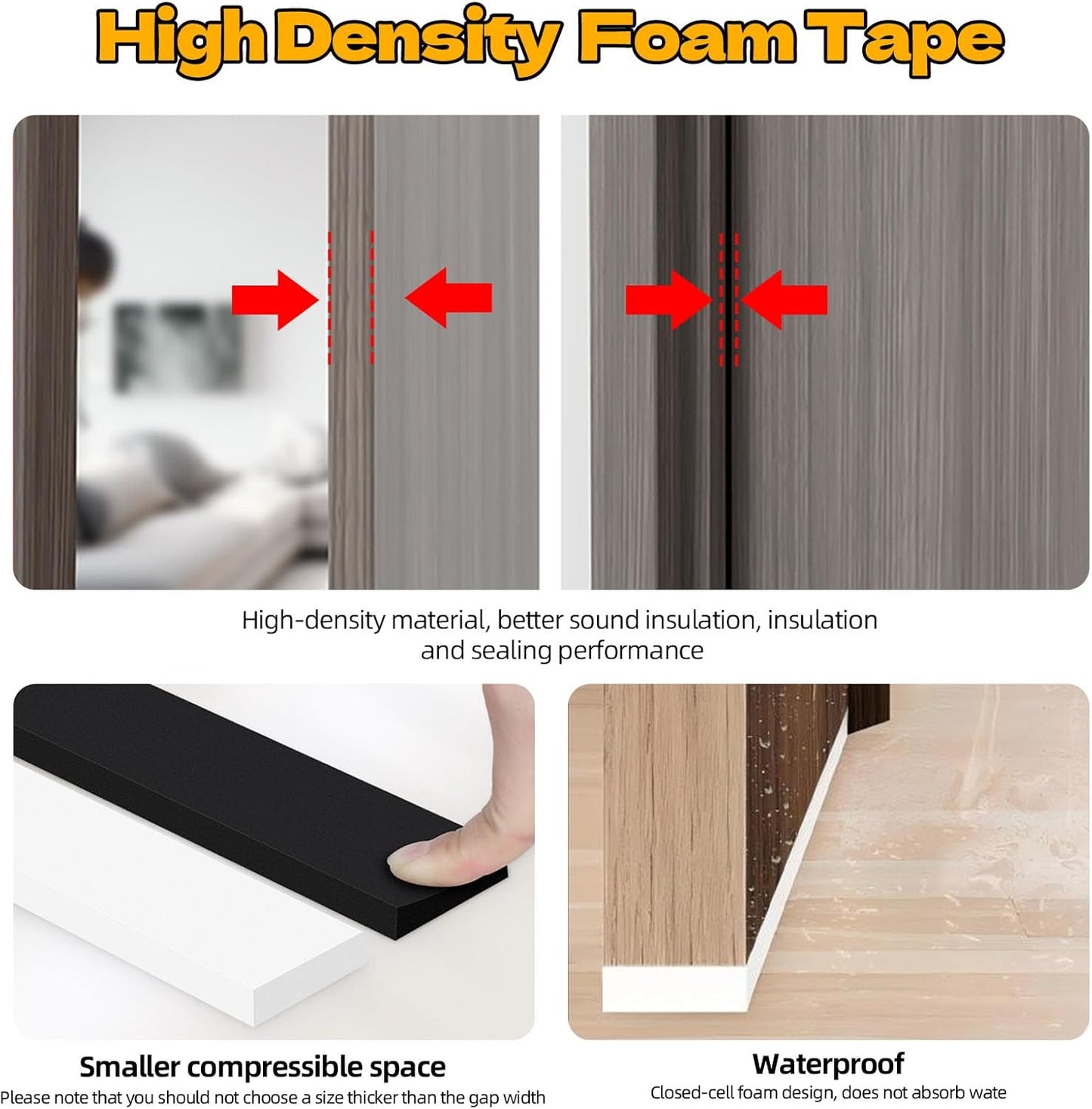 1 in Wide x 1/8 in Thick x 33FT Foam Weather Stripping Door Seal,Window Sealing Tape，Single-Sided Self-Adhesive Insulation Sealing Strip White