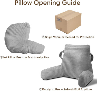 Reading Pillow for Sitting in Bed Adult, Memory Foam, Pockets