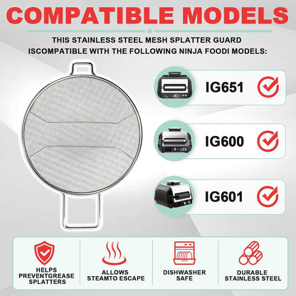 2 Packs Splatter Shield for Ninja IG651 IG600 IG601 Foodi Air Fryer Grill