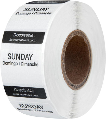 Restaurantware RW Smart 1 Inch x 1 Inch Food Rotation Labels 500 Dissolvable Food Safety Labels - Premium Trilingual Orange Paper Day Of The Week Labels For Food Storage Or Prep Saturday