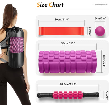 SUBCULTUREPICK 5 in1 Foam Roller Set, Trigger Point Foam Roller Deep Tissue
