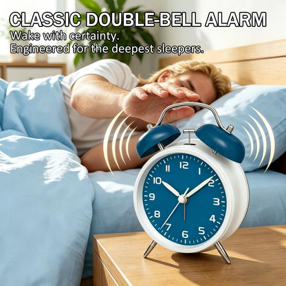 4.5" Analog Alarm Clock for Heavy Sleepers, Loud Battery Operated Alarm Clocks with Light, Metal Silent Desk Clock for Bedrooms, Retro Bedside Clocks for Kids Girls Women Mother Seniors, Pink