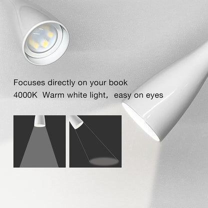 Wall Mount Reading Light, Focused Book Light for Reading in Bed, 5 Dimming, USB Output, 4 Hours Auto Off, Touch Control, Flexible Gooseneck Headboard Reading Lamp, Easy to Install White | Focused bedside light with touch dimming, flexible gooseneck, USB