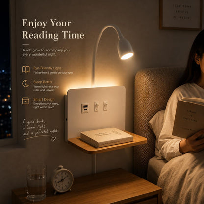 Bedside Wall Sconce with Wireless Charging Station & USB Charging, 3 Adjustable Color Temperatures LED Reading Light, 3000K Warm Ambient lighting Wall Mounted Sconce for Bedroom, Plug-in or Hardwired