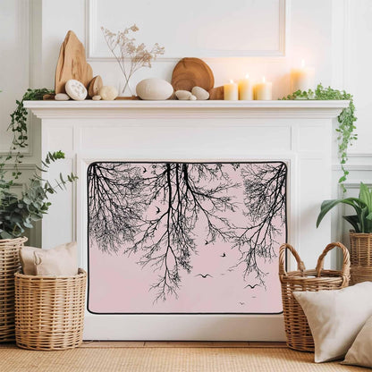Magnetic Fireplace Cover Tree Branches Bird Fireplace Screen Decorative Brown Black Twigs Deadwood Insulation Fireplace Blocker Save Energy Fireplace Draft Stopper Covers for Living Room 45x34 Inch