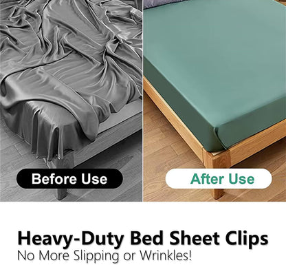 4PCS Bed Sheet Holder Straps – Triangle Adjustable Elastic Fasteners with Metal Clips, Heavy Duty Sheet Suspenders for Fitted & Flat Sheets, Mattress Covers, Sofa Cushions