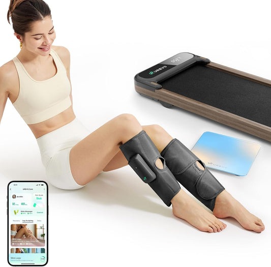 UREVO Smart Calf Massager with AI Massage Adaptation, Air Compression – Cordless Leg Massager for Circulation, Relaxation & Leg Sculpting – 3 Modes & 3 Intensities, Adjustable Heat, Long Battery