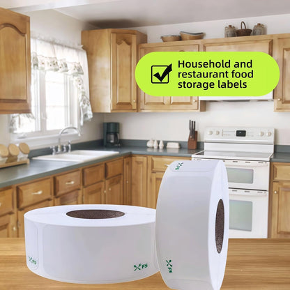 500 Food Storage Stickers Refrigerator Freezer Paper Label Removable Blank Food Labels, Water/Oil/Tear Resistant with Perforation Line for Freezer Food Containers Jars Pantry