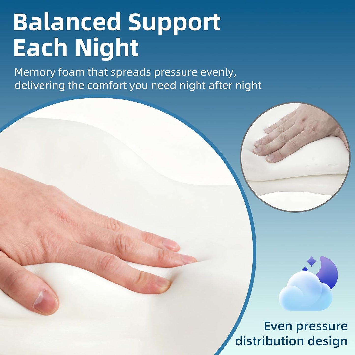 Knee Pillow for Side Sleepers, Memory Foam Bolster Between Legs, Comfortable Sleep Positioning & Side Leg Support, Elevation Pillow for Adults, Back Hips Knees Support, Wider Contact