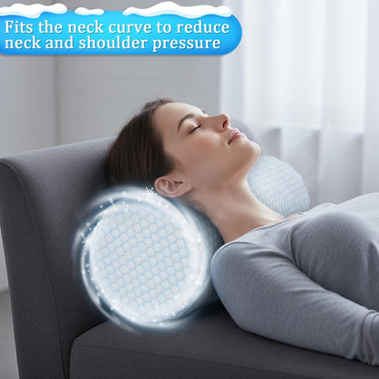 Novabright 2 Pcs Cooling Cervical Neck Roll Pillow for Sleeping Memory Foam