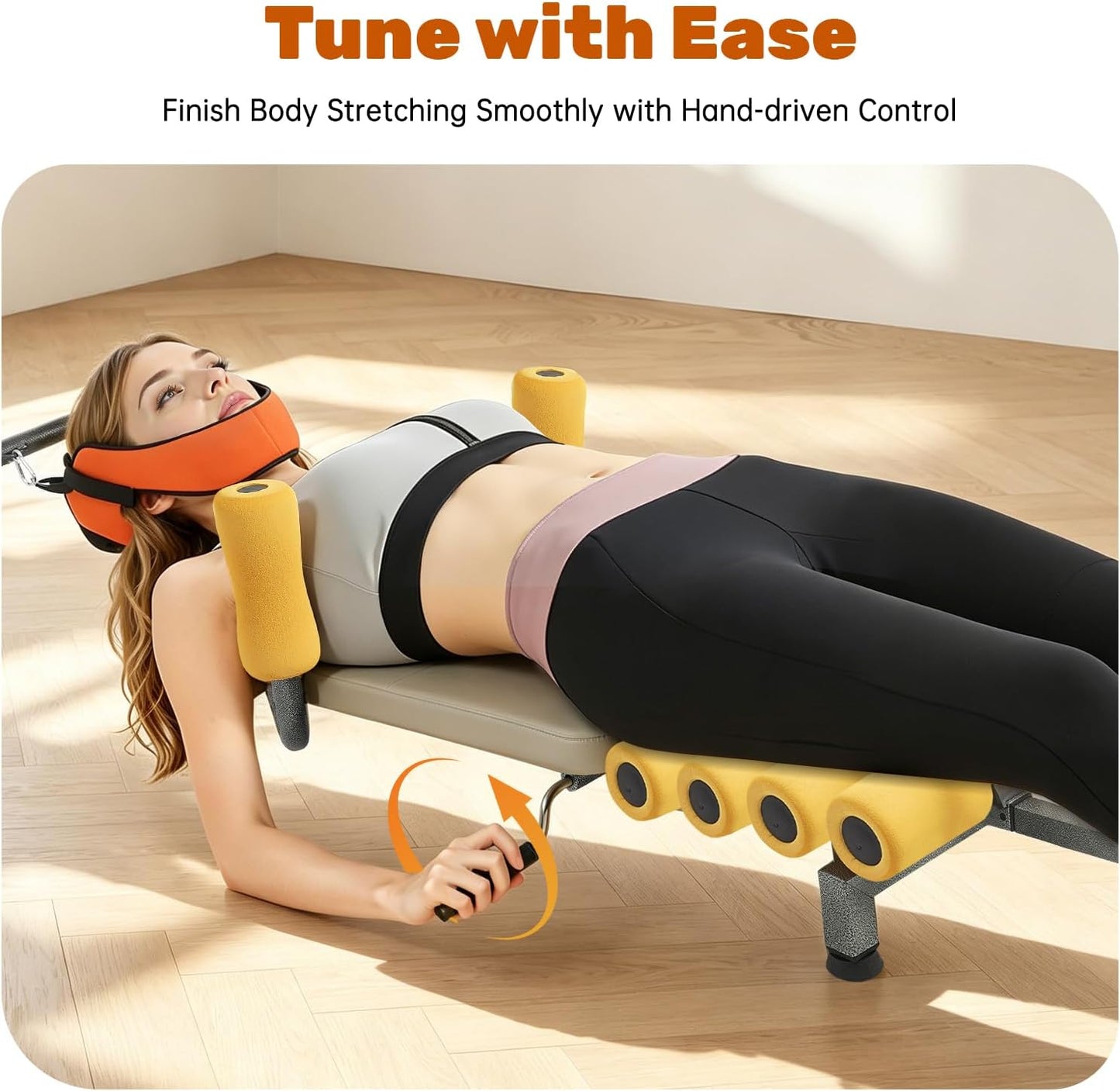 YuEany Full Body Traction Bed, Cervical Spine Stretcher with Adjustable Length for Back Pain Relief, Lumbar Decompression Table for Posture Correction, Home Massage Traction Machine