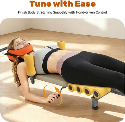 YuEany Full Body Traction Bed, Cervical Spine Stretcher with Adjustable Length for Back Pain Relief, Lumbar Decompression Table for Posture Correction, Home Massage Traction Machine