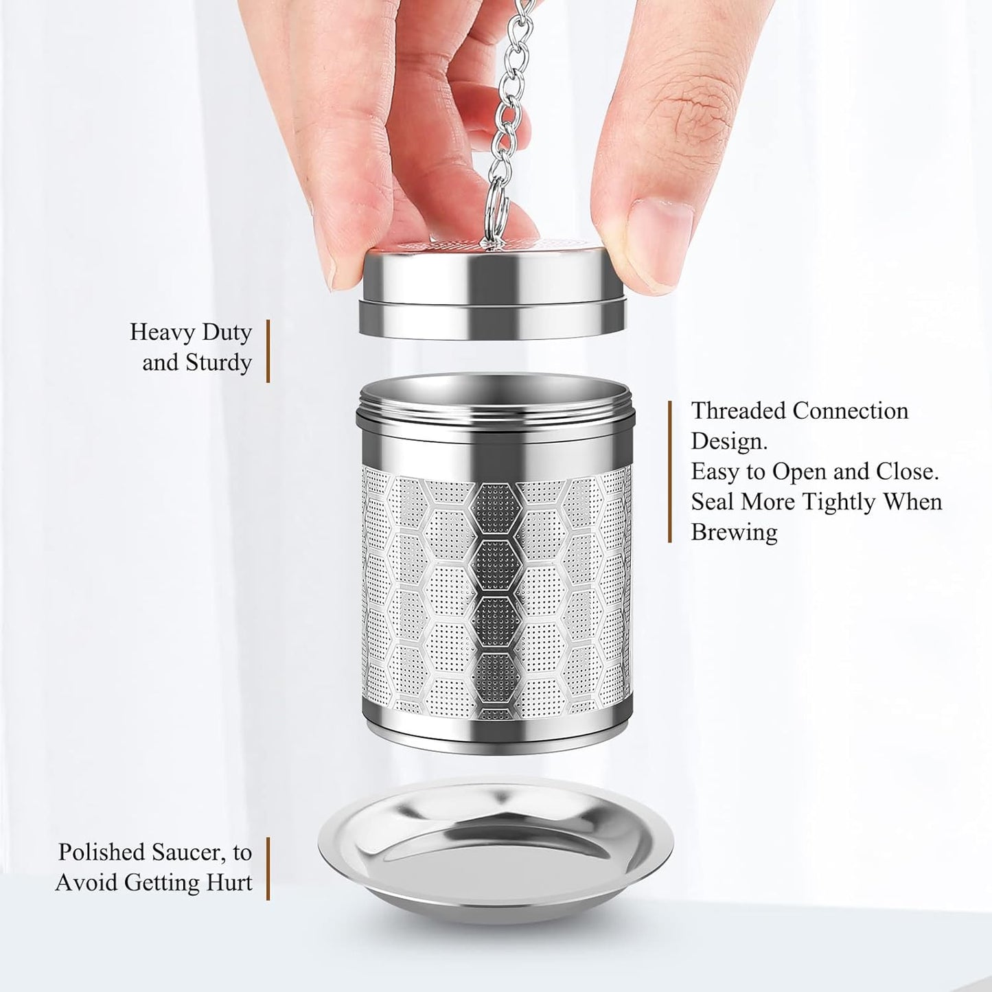 2 Pack 304 Steel Fine Mesh Tea Infusers for Loose Leaf Tea | Versatile for tea, spices & seasonings, fine mesh traps sediment, dishwasher-safe