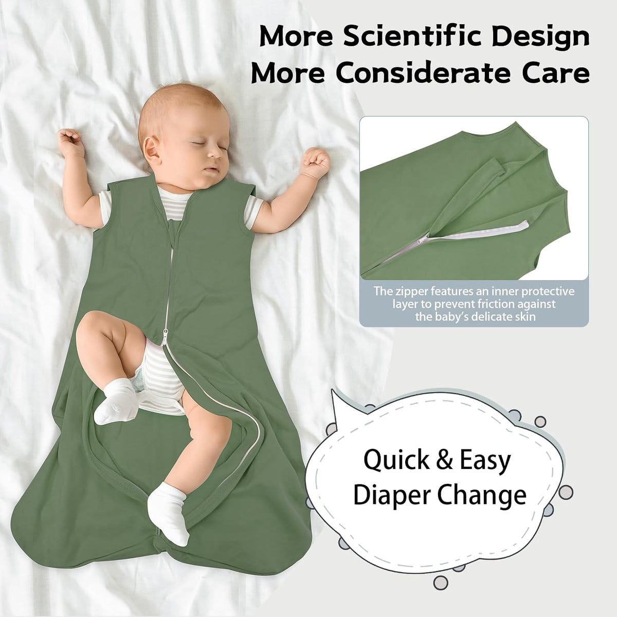 Baby Sleep Sack 0-6 Months, 100% Cotton Wearable Blanket, 0.5 Tog, 3 Pack
