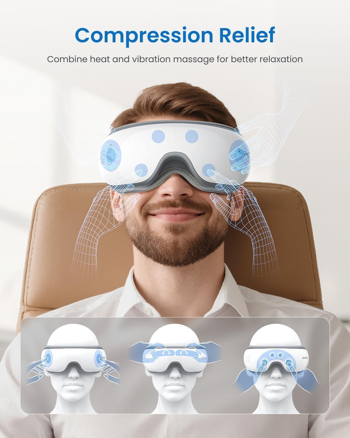 RENPHO Eyeris 1 Eye Massager with Heat, FSA Eligible HSA, Heated Eye Mask for Eye Strain, Dry Eyes & Head Tension, Relaxing Birthday Gifts for Women and Men