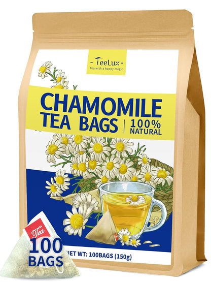 TeeLux Dandelion Leaf & Root Tea Bags, Natural Roasted Dandelion Root with Fresh Dandelion Leaf Herbal Tea, Caffeine Free, 100 Count
