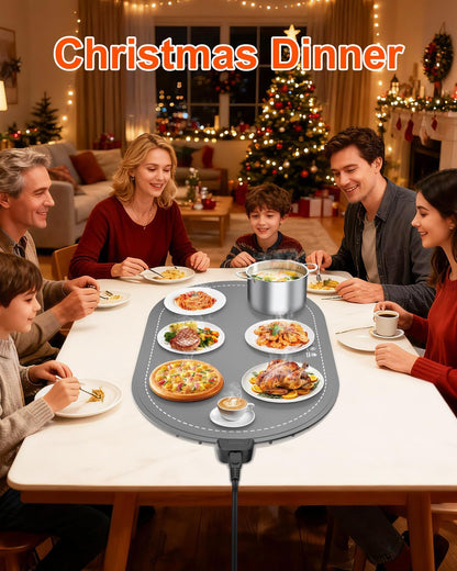 seenlast Warming Mat for Food with Adjustable Temperature Timer,10S Fast Heating Silicone Food Warmers for Parties Buffet and Home Daily,Food Warming Mat with Insulating Pad Raised Feet Protects Table