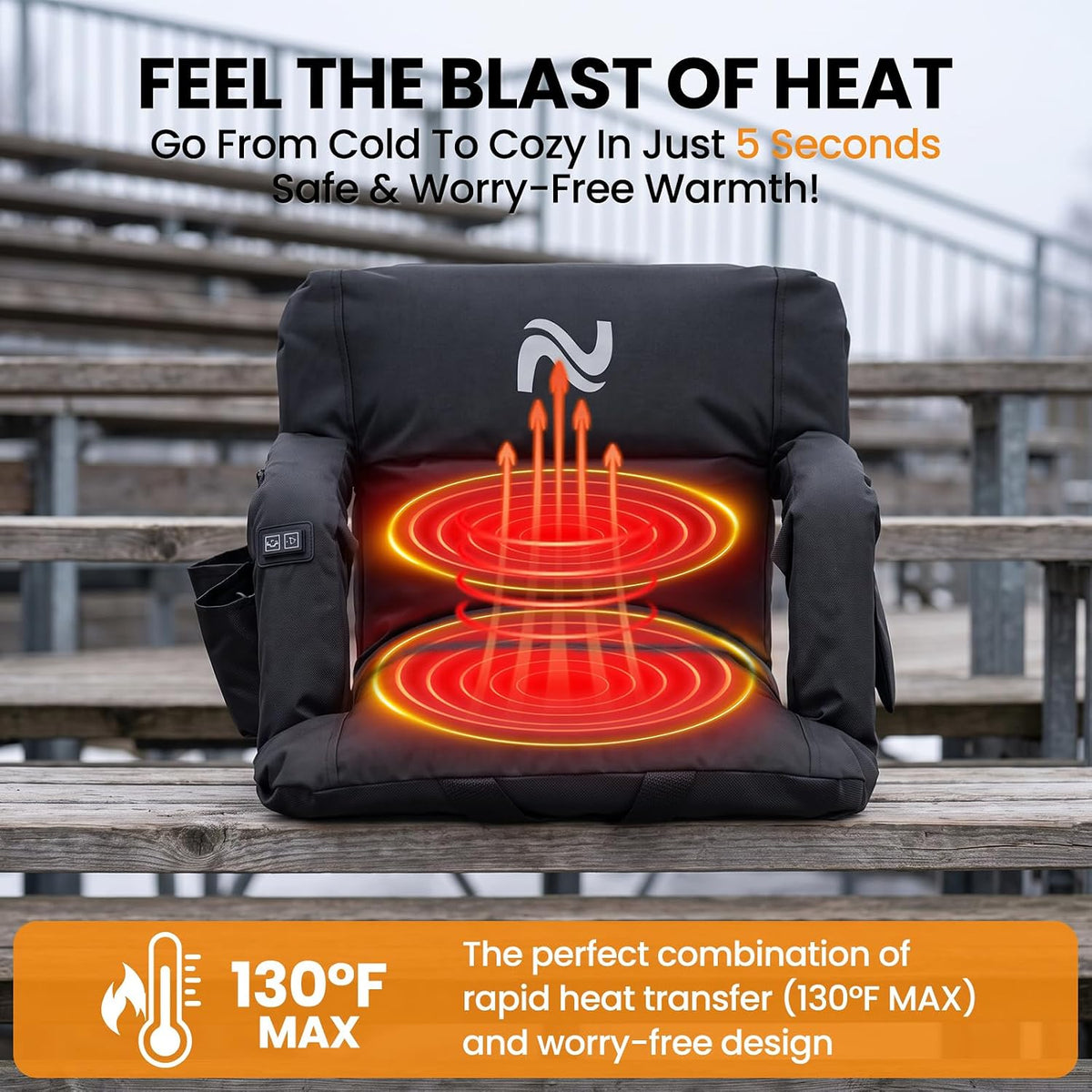 LILYPELLE 25in 5.12" Extra Thick&Wide Heated Stadium Seat for Bleachers