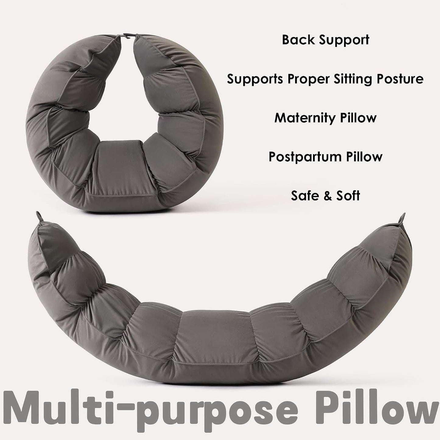 Peallow(Pat. Pend) – Long Round Body Pillow for Adults, Bolster Pillow for Sleeping, Soft and Supportive Pillow for Sleeping & Lumbar Support (Green-White, 29.5")