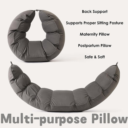 Peallow(Pat. Pend) – Long Round Body Pillow for Adults, Bolster Pillow for Sleeping, Soft and Supportive Pillow for Sleeping & Lumbar Support (Green-White, 29.5")