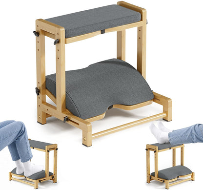 Amazer Bamboo Foot Rest for Under Desk at Work, 2-in-1 Reversible Rocking Footrest Adjustable Foot Stool, Ergonomic Footrest for Under Gaming Desk, Feet Support Leg Footstools for Home Office