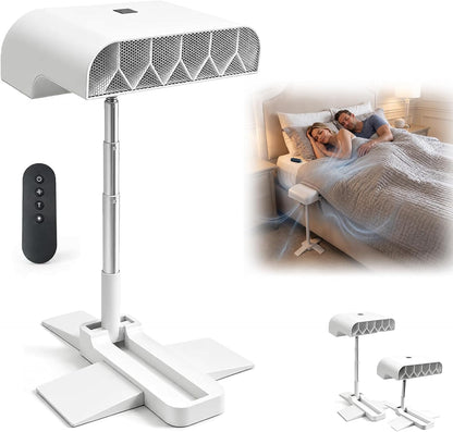 Bed Fan Under Sheets, Rechargeable Bed Cooling System (White) | With 5 Speeds and Remote, Adjustable Height Mattress Fans for Under Blankets, Fits all Mattress Heights