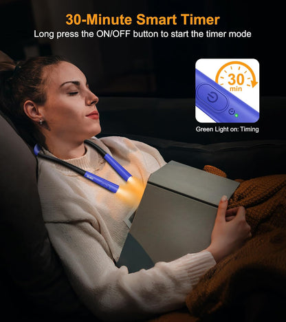 Gritin Book Light, Eye Caring 4-Color&5-Brightness Neck Light Reading Light | Stepless Dimming, 30-min Timer, 80+ Hrs Runtime, Bendable Round Neck Design, Lightweight for Reading, Knitting, Repairing