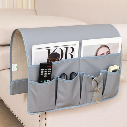 HAOMAIJIA Sofa Armrest Organizer, Remote Control Holder for Recliner Couch | Anti Slip Arm Chair Bedside Caddy Storage Organizer With 6 Pockets For Cell Phone Tv Remote Control Magazines (brown)