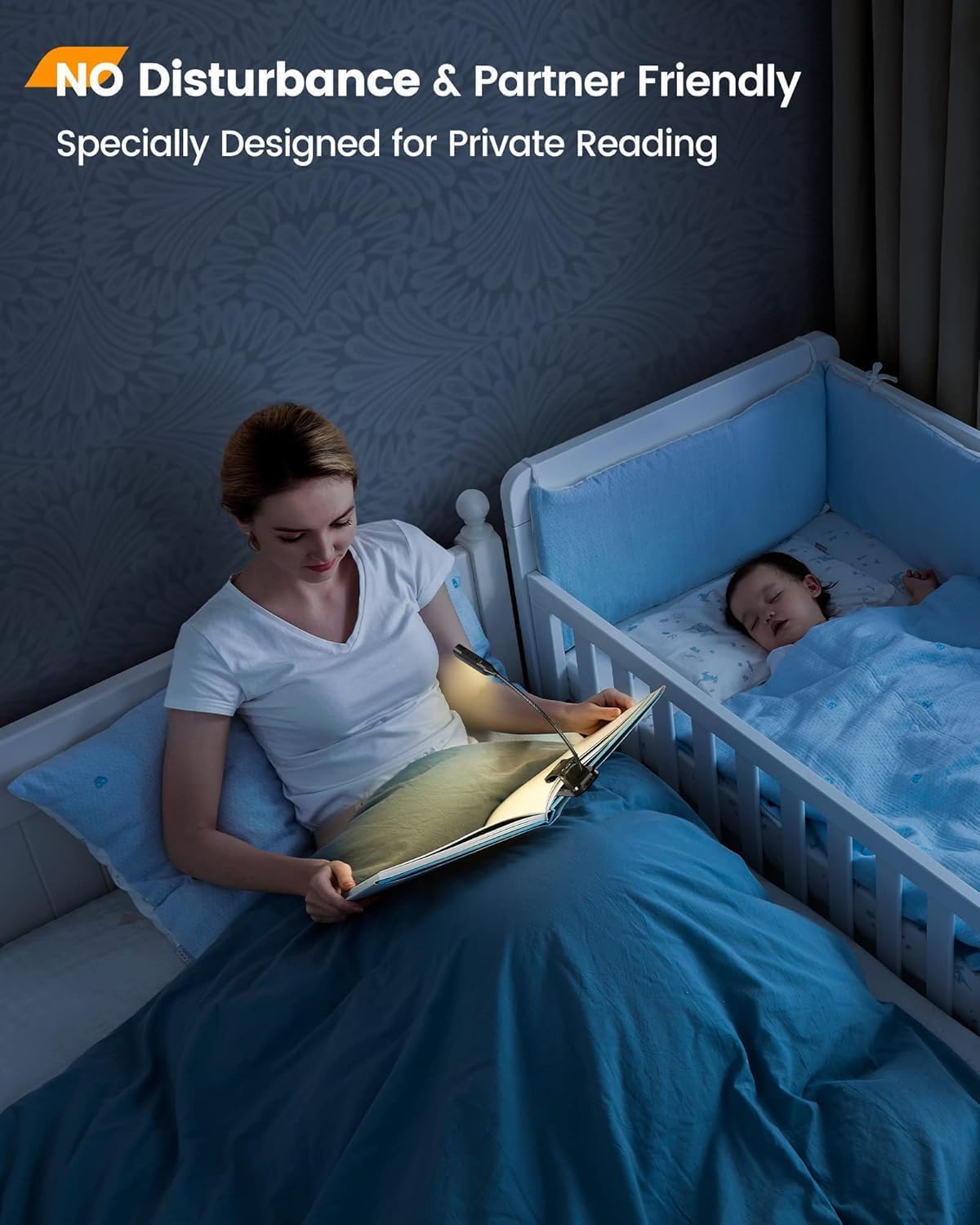 Glocusent Willow Book Light for Reading in Bed, 10 LED Bright Reading Light | 3 Colors & 3 Brightness, Rechargeable, 80Hrs, Lightweight, Clip on, Christmas Stocking Stuffers, Gifts, Book Lovers, Reader