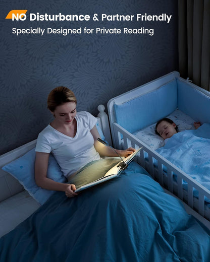 Glocusent Willow Book Light for Reading in Bed, 10 LED Bright Reading Light | 3 Colors & 3 Brightness, Rechargeable, 80Hrs, Lightweight, Clip on, Christmas Stocking Stuffers, Gifts, Book Lovers, Reader