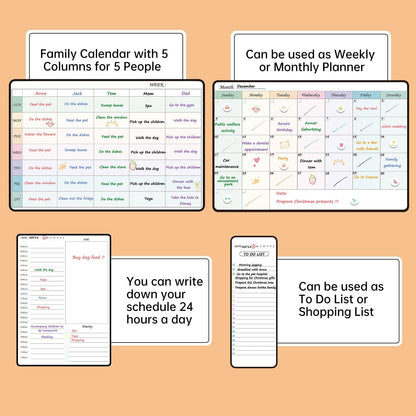 Magnetic Dry Erase Weekly Planner with Hourly Time Slots Whiteboard Calendar for Fridge, Schedule Board, to DO and Chore List for Family 16.5”(L) × 11”(H)