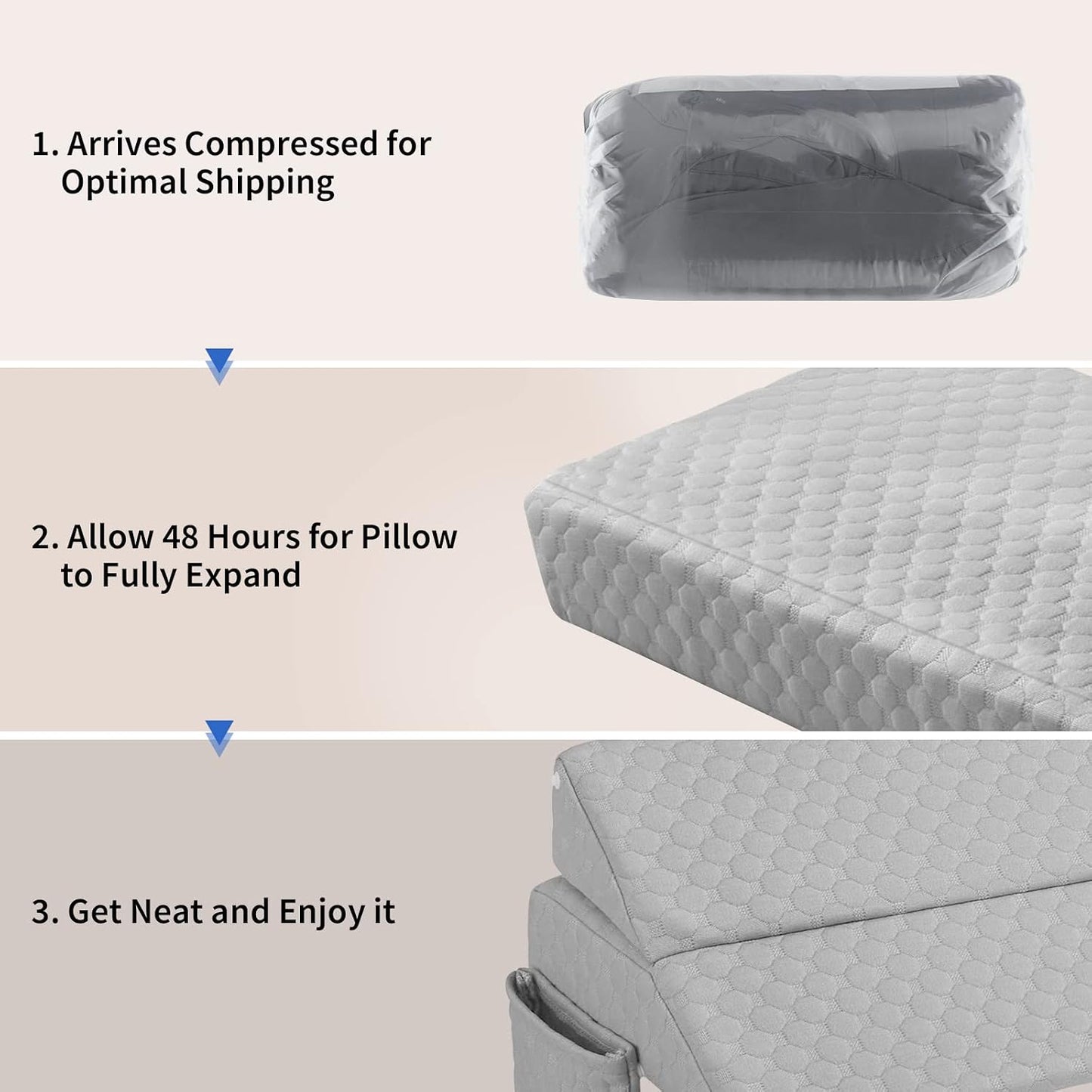 EUHAMS Queen Size Bed Wedge Pillow - Bed Gap Filler Mattress Wedge Headboard Pillow Close The Gap 0-7" Between Your Headboard and Mattress or Wall for Sleeping Backrest Pillow (60"x10"x6" Gray)