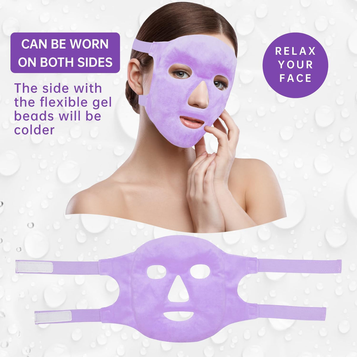 ZNÖCUETÖD Bundle of Gel Beads Ice Face Mask for Headaches, Puffy Eyes, Redness and Migraine Headache Relief Cap Hat, Head ice Pack Wrap Cooling Gel Ice Beanie Cold Cap
